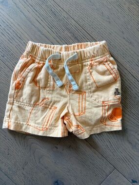 GAP Shorts with Orange Juice Box Print, 6-12 Months